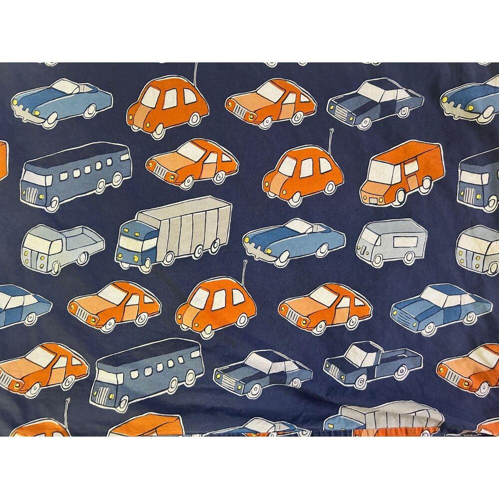 Pottery Barn Kids Twin Navy Blue Vehicle Cars Trucks Cotton Duvet Discontinued